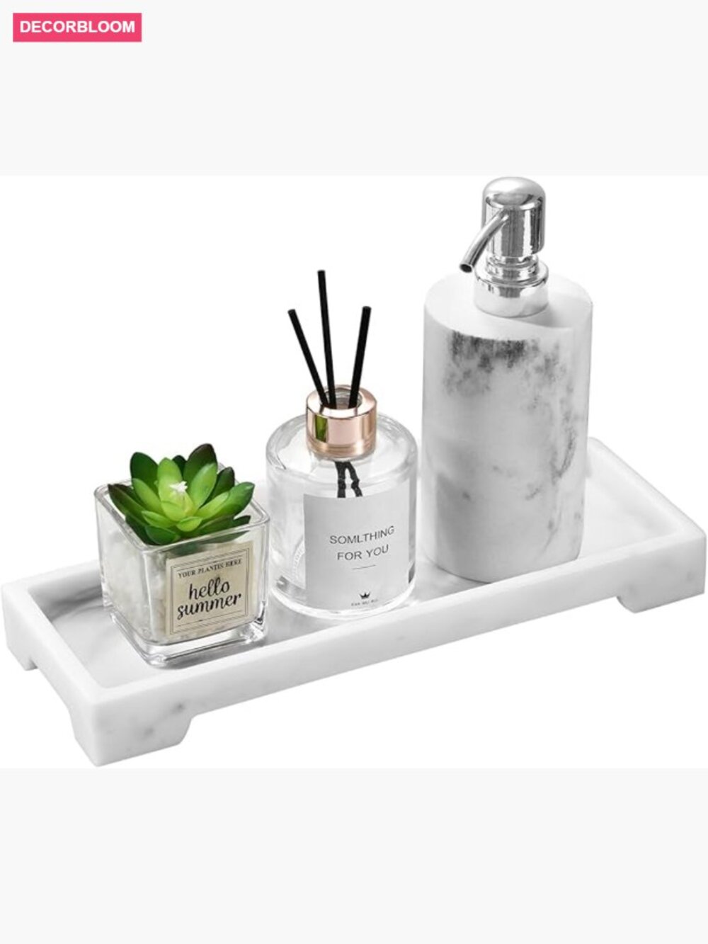 Resin Bathroom Vanity Tray, Marble Soap Perfume Jewelry Tray 11x4